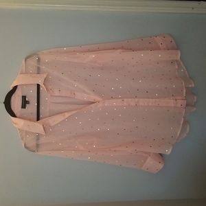 NWOT Lane Bryant Pink and Gold Polka Dot Blouse